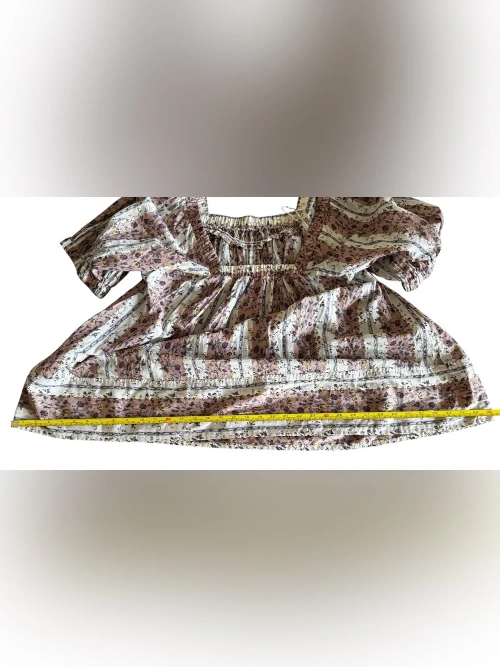 Free People size M Vintage Lover top Boho floral babydoll puff sleeve prairie